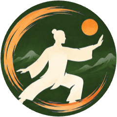 Emblem Qigong – Figur in fließender Qigong-Bewegung